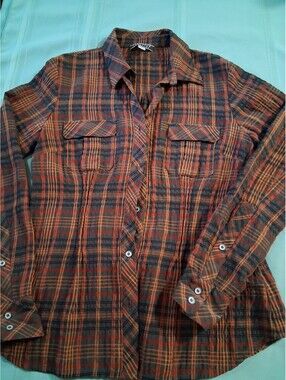 Peruvian Connection Women's Plaid Button-Up Shirt Size 6